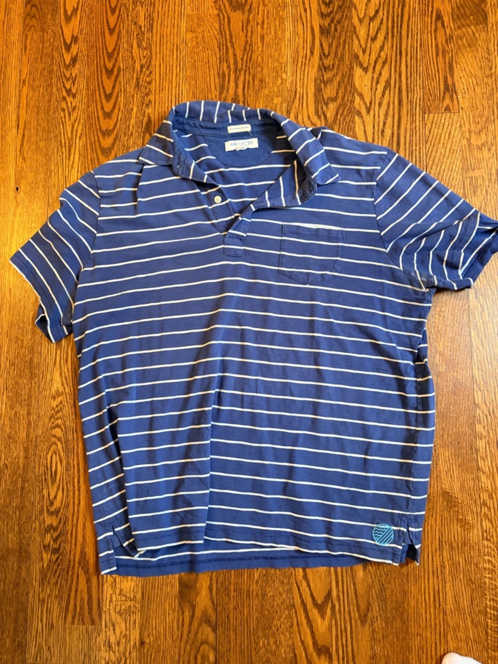Montauk Air & Speed Men's Navy Blue Striped Polo with Chest Pocket